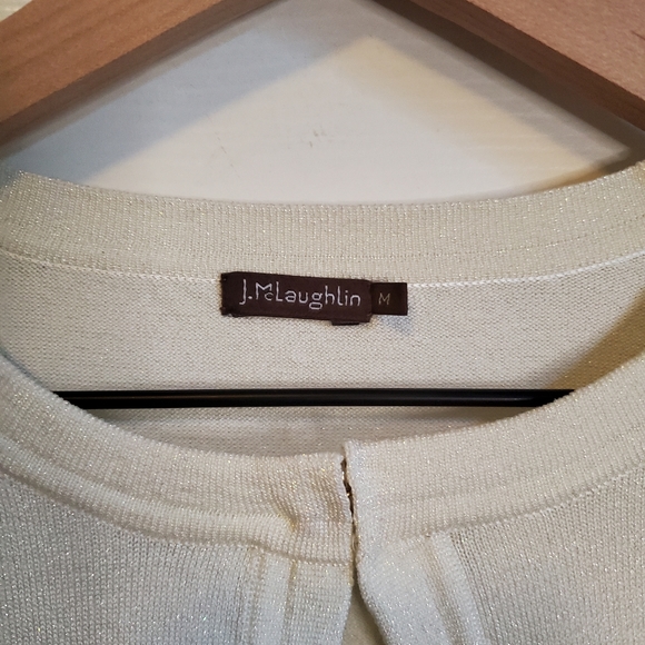 J. McLaughlin Sparkle Metallic Top Button Open Cardigan - Picture 9 of 10